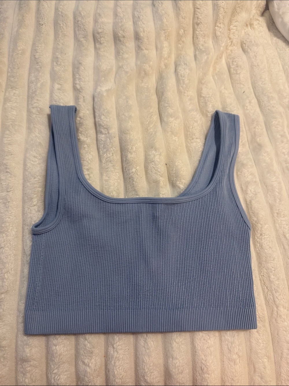 Cotton On Light Blue Ribbed Square-Neck Crop Top